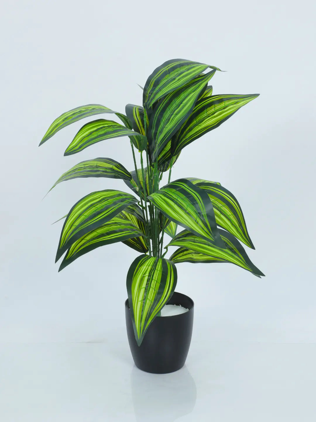 2.2Ft Artificial Cast-Iron Plant 26 Leaves with Black Pot