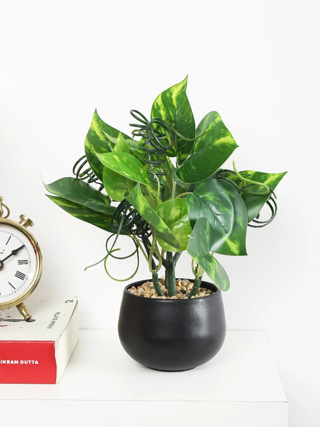 Artificial Money Bonsai Plant with black Pot