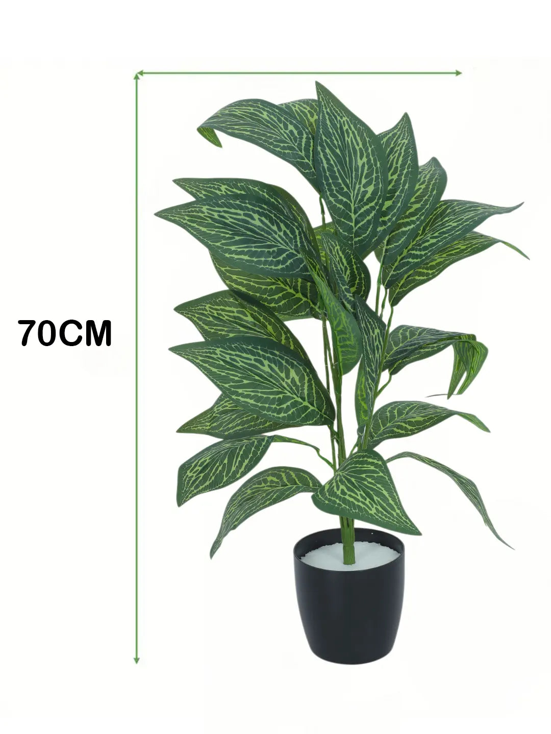 2.2Ft Artificial White Croton Plants|26 Leaves With Black Pot