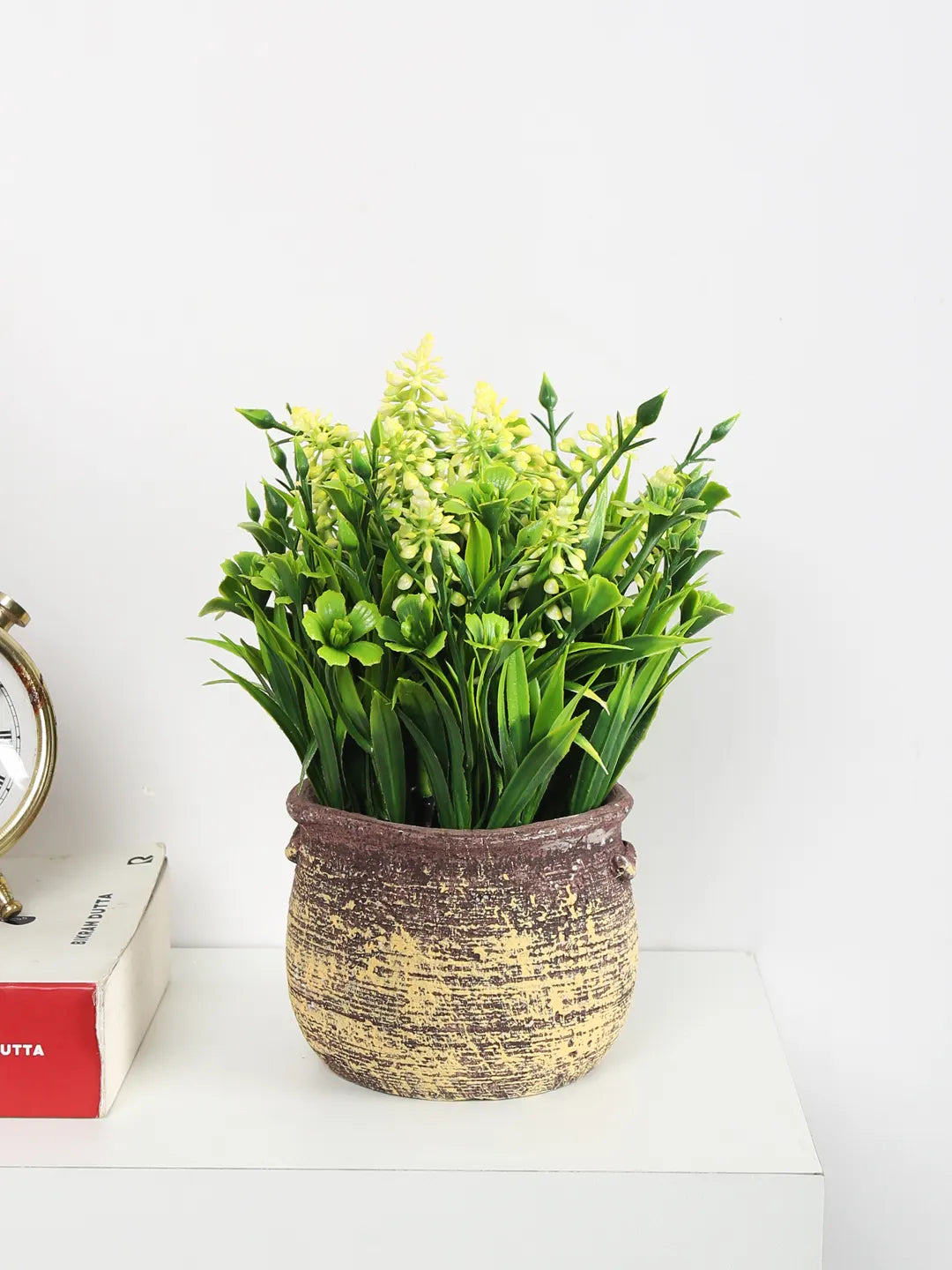 Artificial Flowers Plants Potted Green Bonsai With seremec Pot