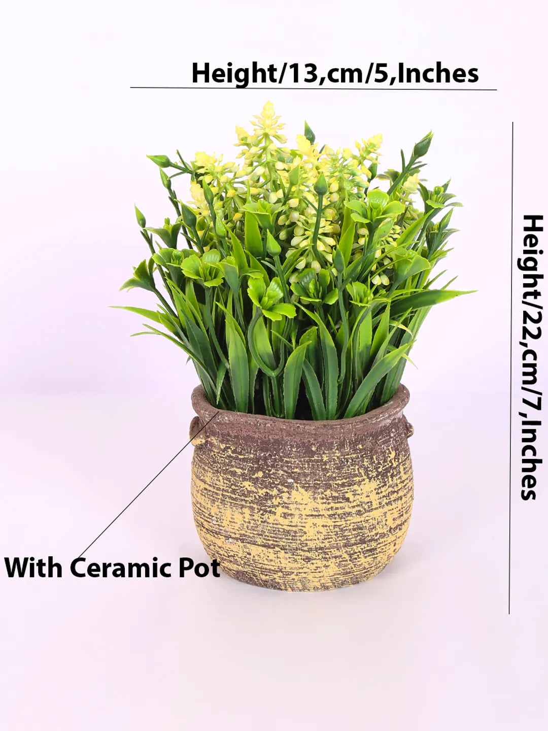 Artificial Flowers Plants Potted Green Bonsai With seremec Pot