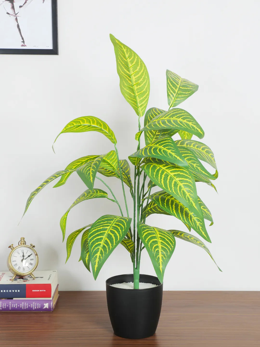 2.2Ft Artificial Yellow Croton Plants| 26 Leaves with Black Pot