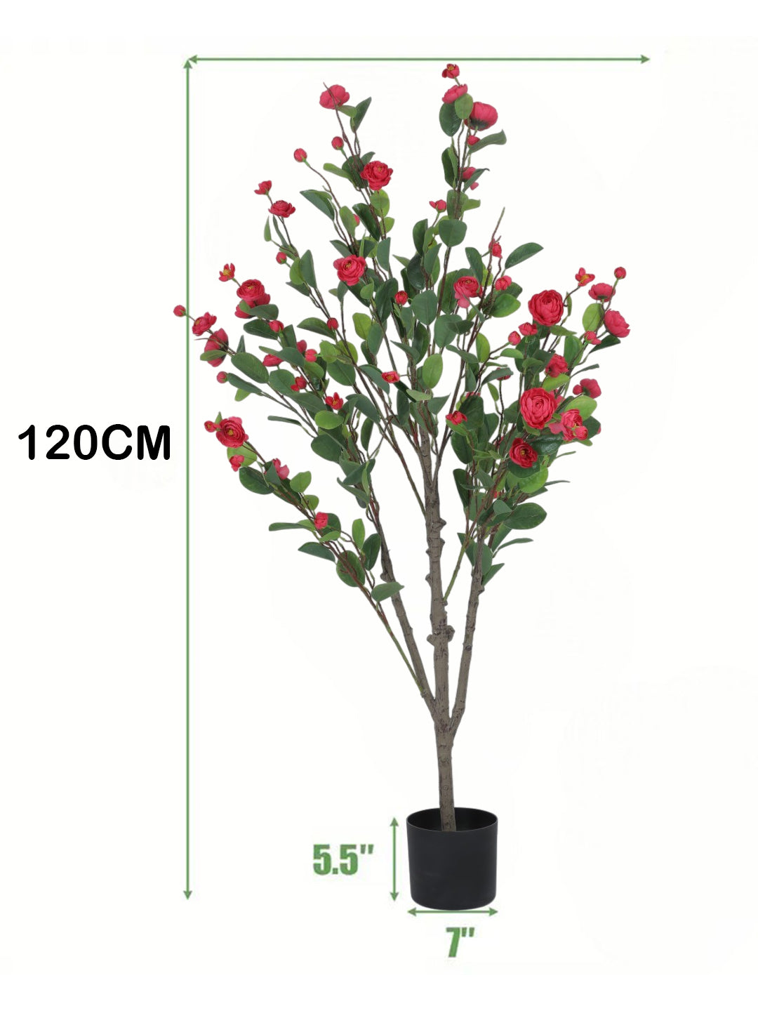 4.Ft Artificial Camellia Rose Flowers Plants for with Pot