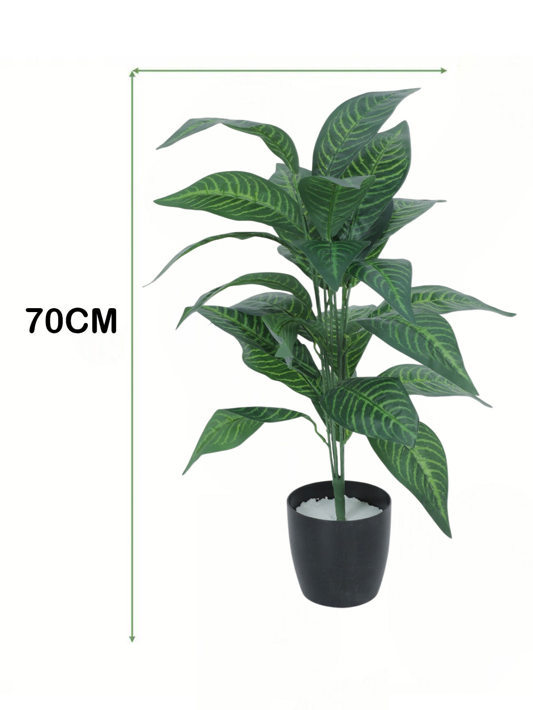 2.2Ft Artificial Green Croton Plants|26 Leaves With Black Pot