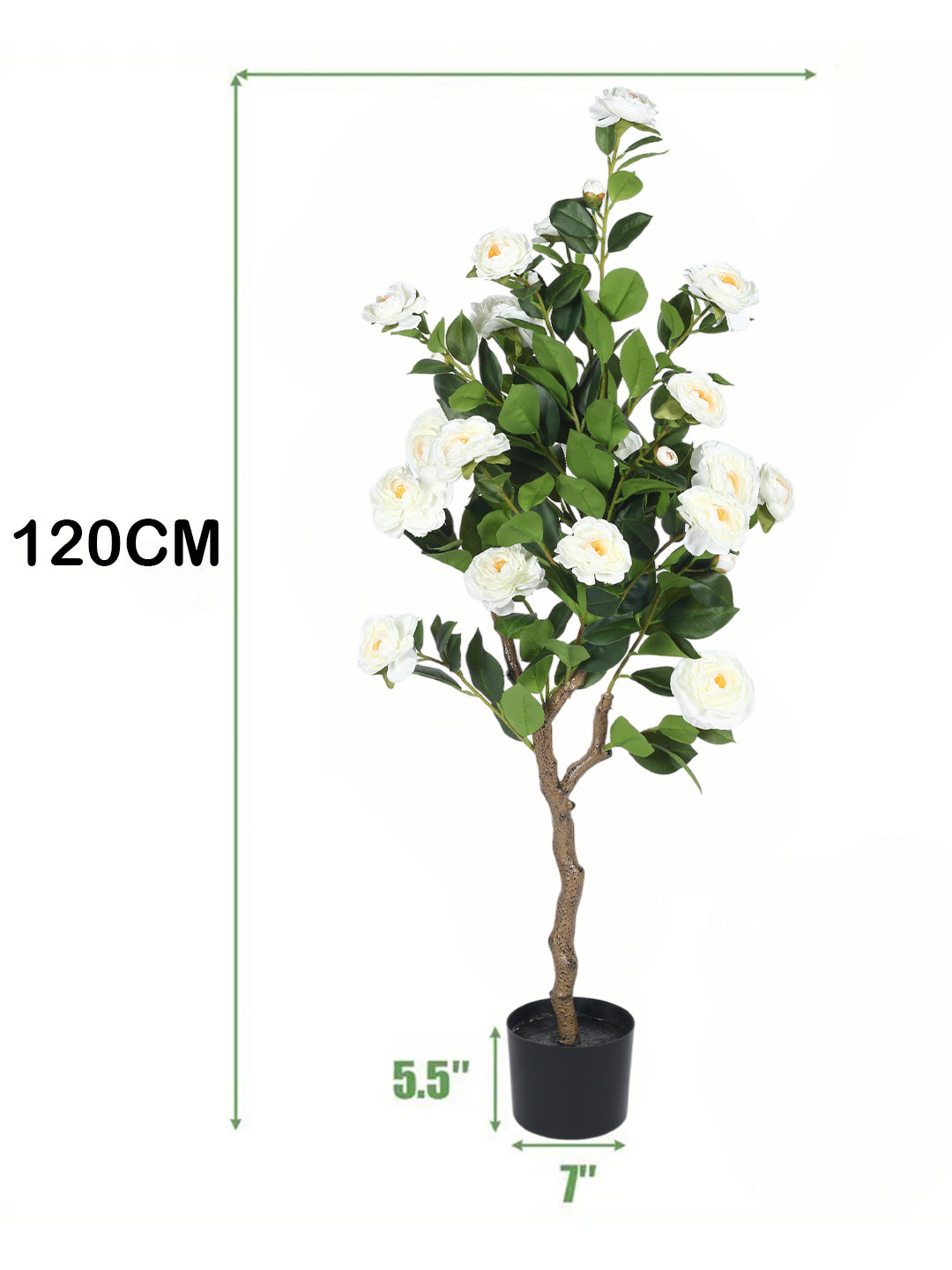 4.Ft Artificial Camellia Rose Flowers Plants for with Pot