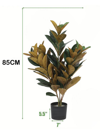 2.7Ft Artificial Rubber Plants with Basic Black Pot