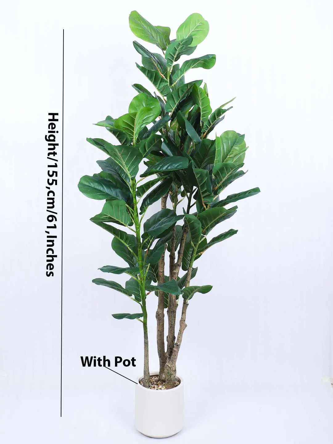 5.1Ft Artificial Fiddle Leaf Fig Tree,With Pot