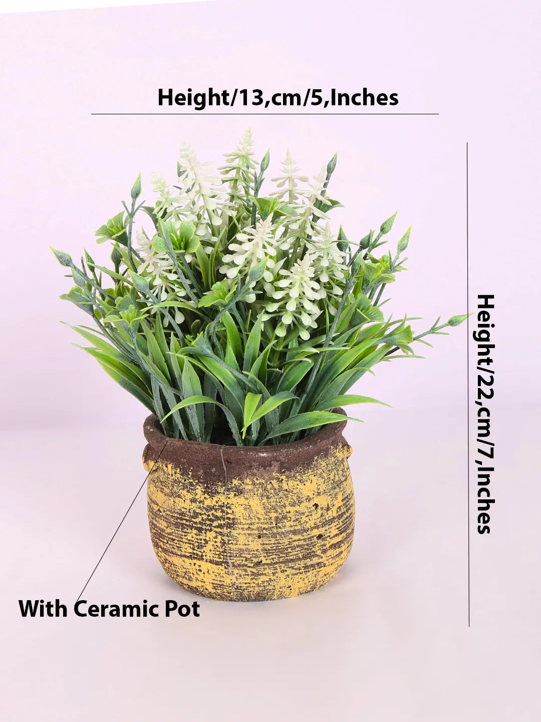 Artificial Flowers Plants Potted Green Bonsai With seremec Pot