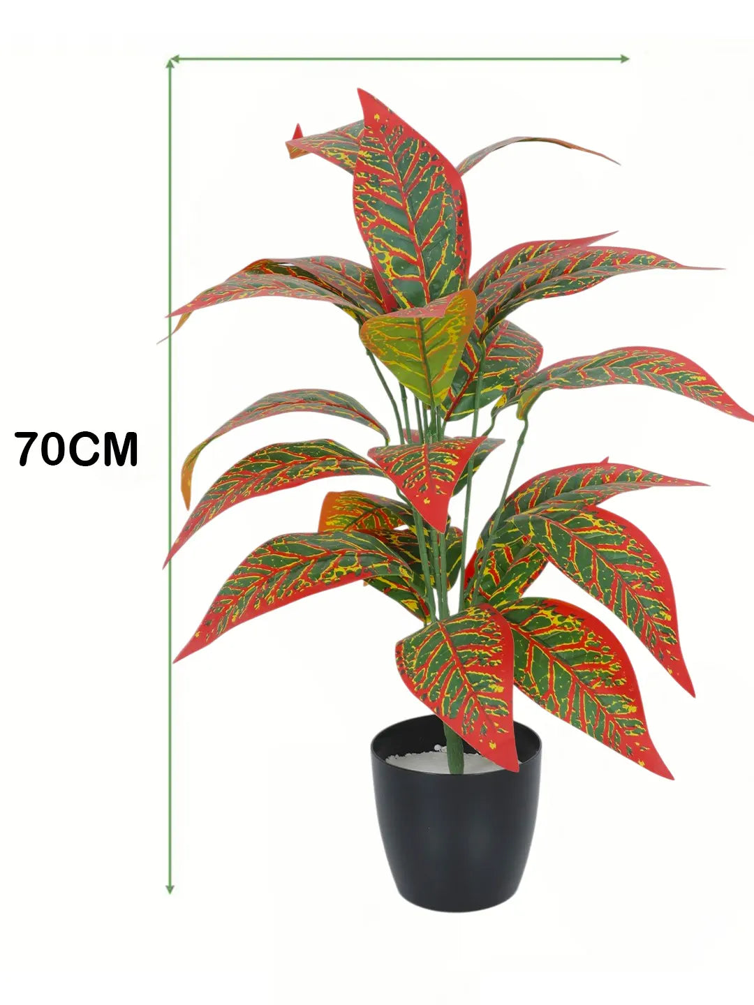 2.2Ft Artificial Red Croton Plants| 26 Leaves with Black Pot