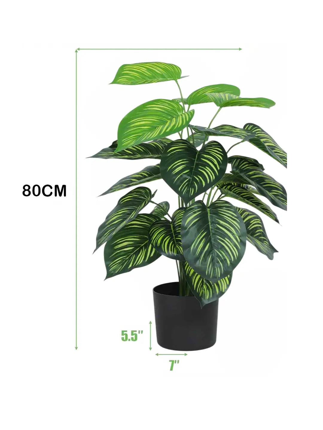 2.6Ft Artificial Tabooj Plants With Black Pot 24 Leaves