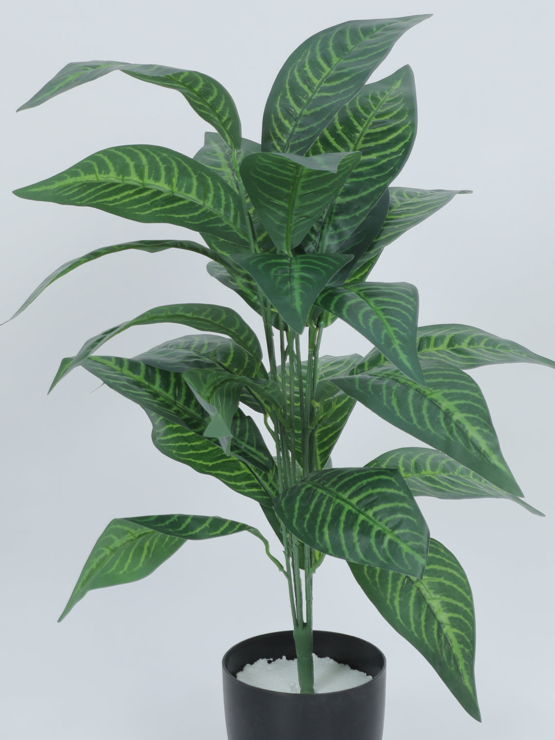 2.2Ft Artificial Green Croton Plants|26 Leaves With Black Pot