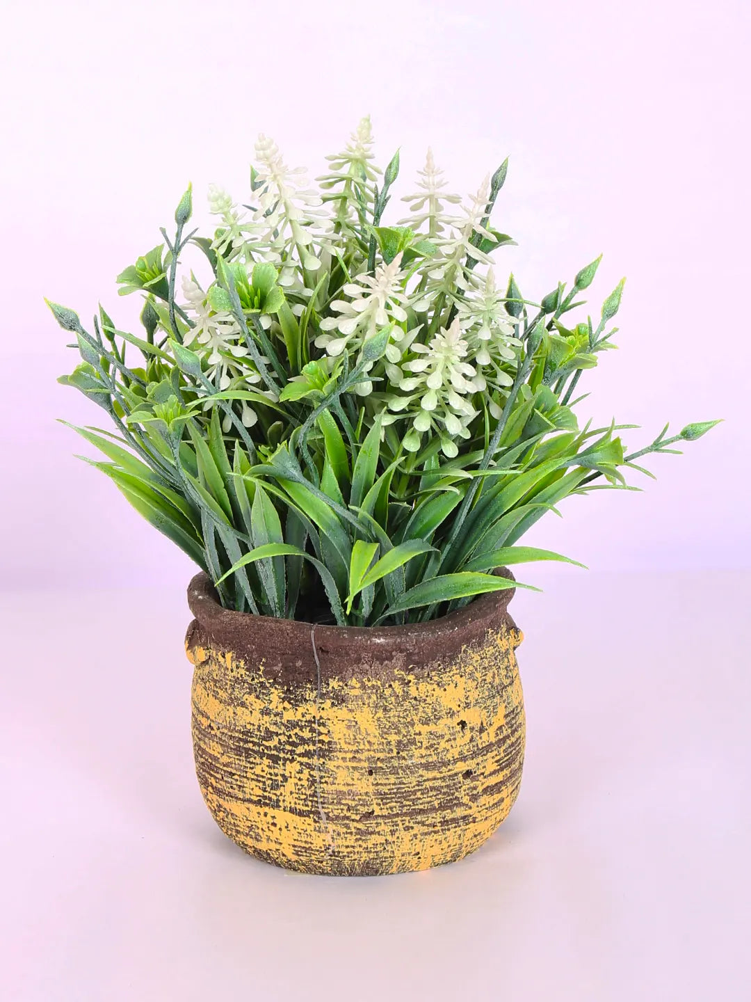 Artificial Flowers Plants Potted Green Bonsai With seremec Pot