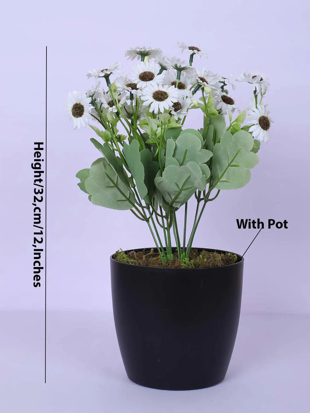 1Ft Artificial Dutch Daisy Flower Potted Plant With Black Pot