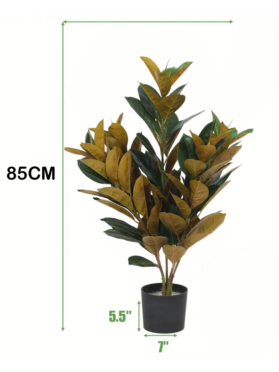 2.7Ft Artificial Rubber Plants with Black Pot