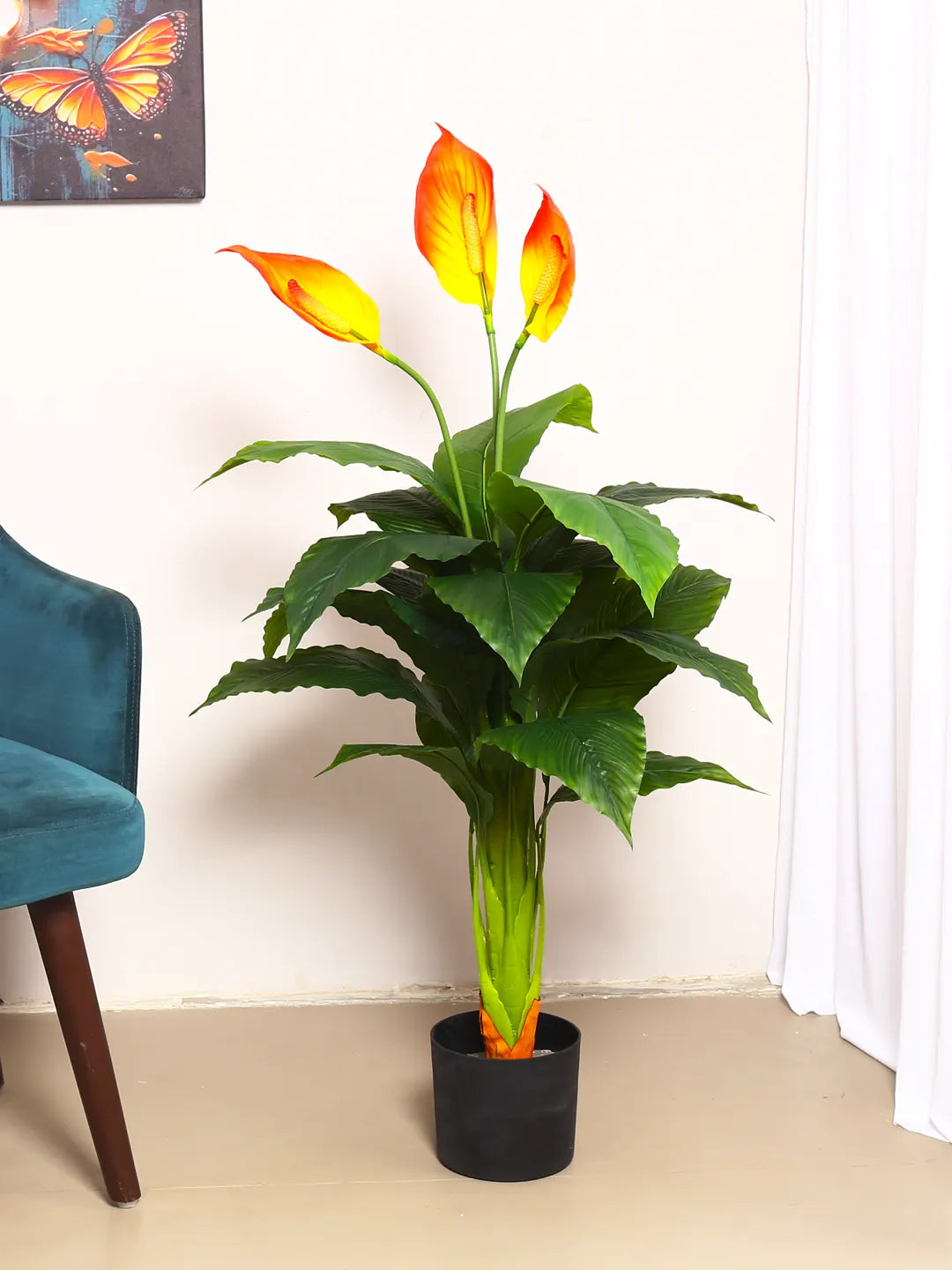 4Ft Artificial Spathiphyllum Plant with Pot