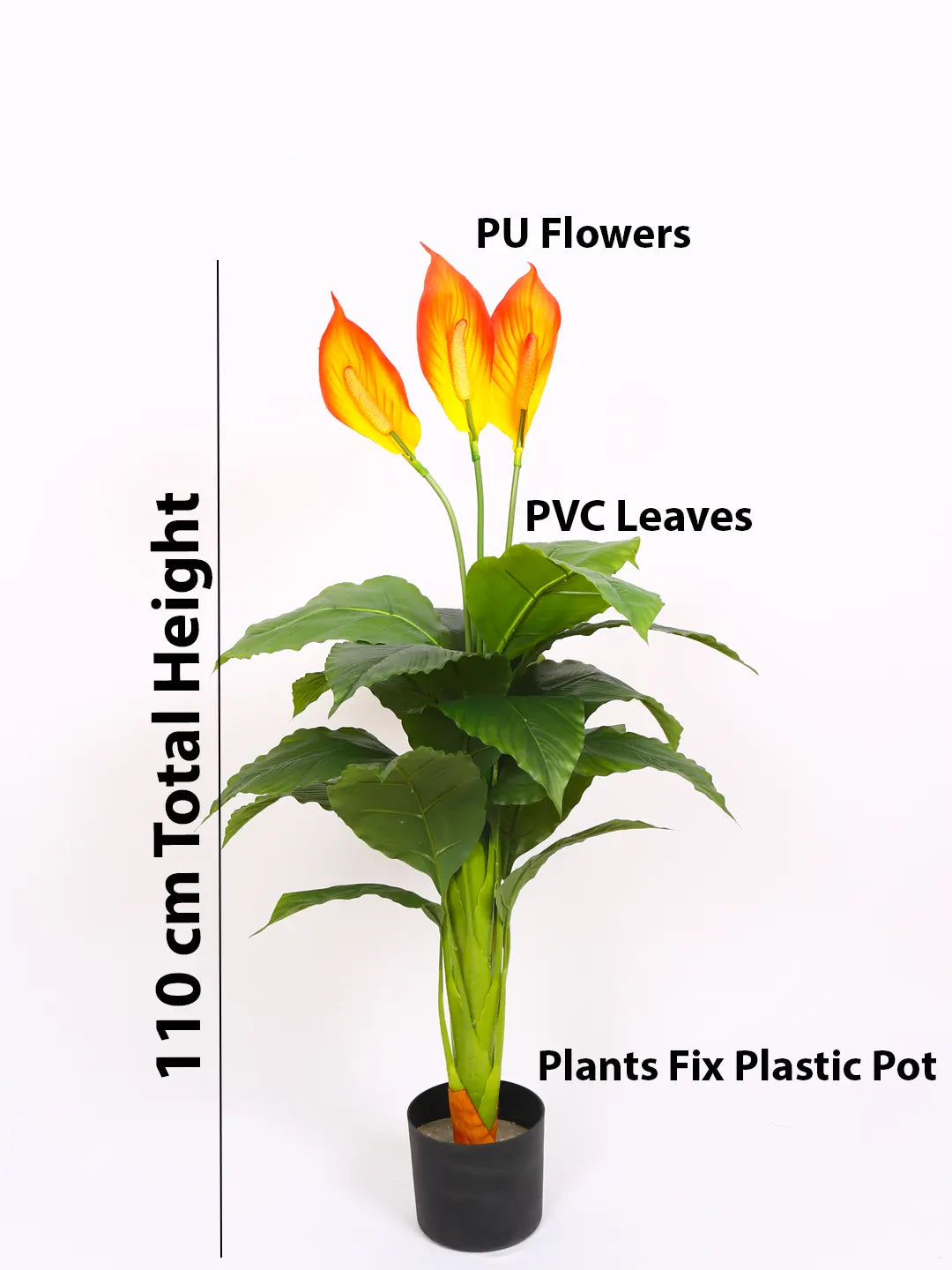 4Ft Artificial Spathiphyllum Plant with Pot