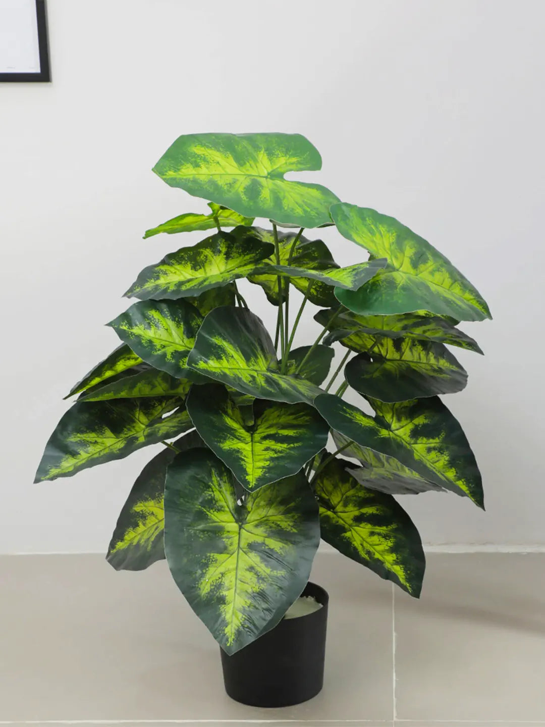 2.6Ft Artificial Dieffenbachia Plants With Black Pot 24 Leaves