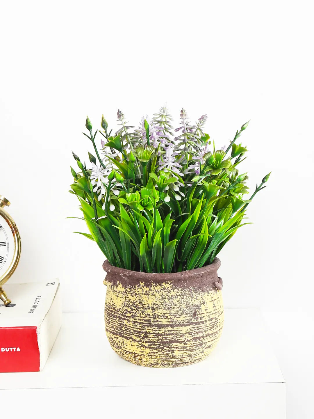Artificial Flowers Plants Potted Green Bonsai With seremec Pot