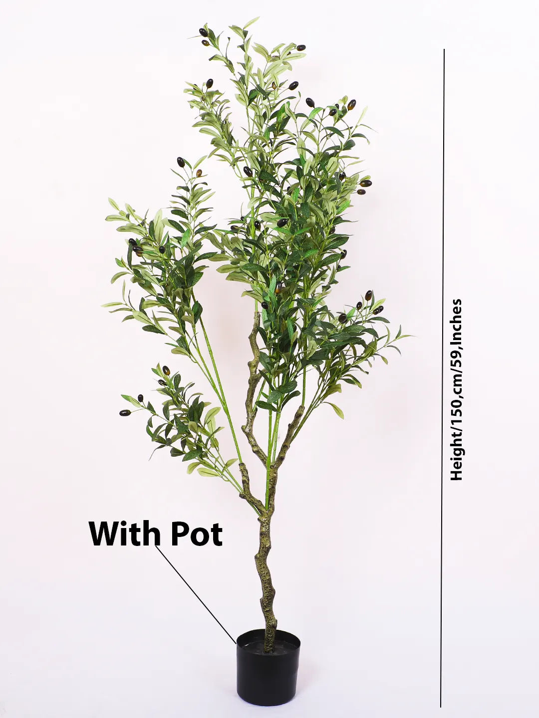5Ft Artificial Olive Tree Fake Potted Olive Silk Tree with Pot