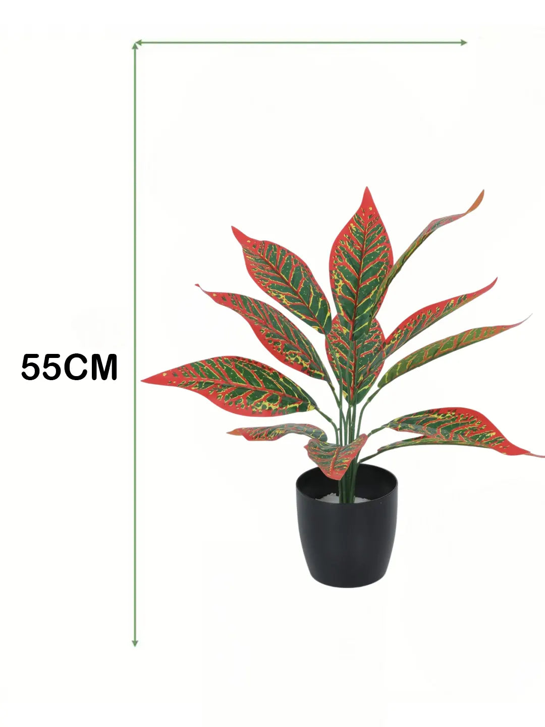 1.6Ft Artificial Red Croton Plants with Black Pot