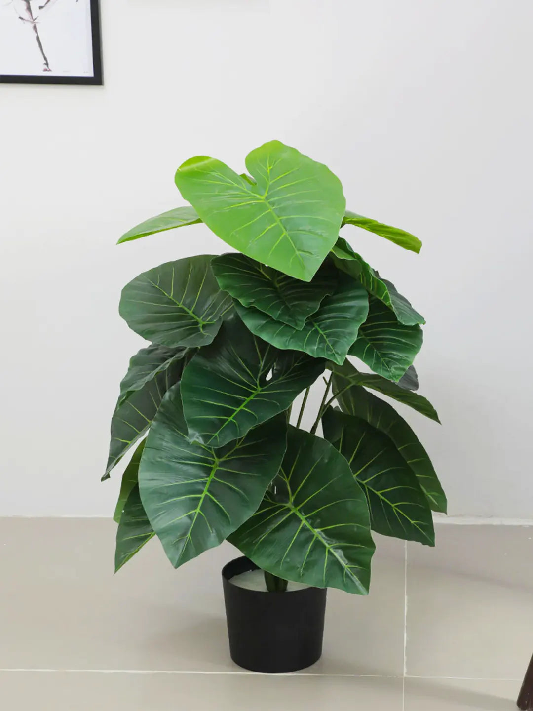 2.6Ft Artificial Rubber Plants With Black Pot 24 Leaves