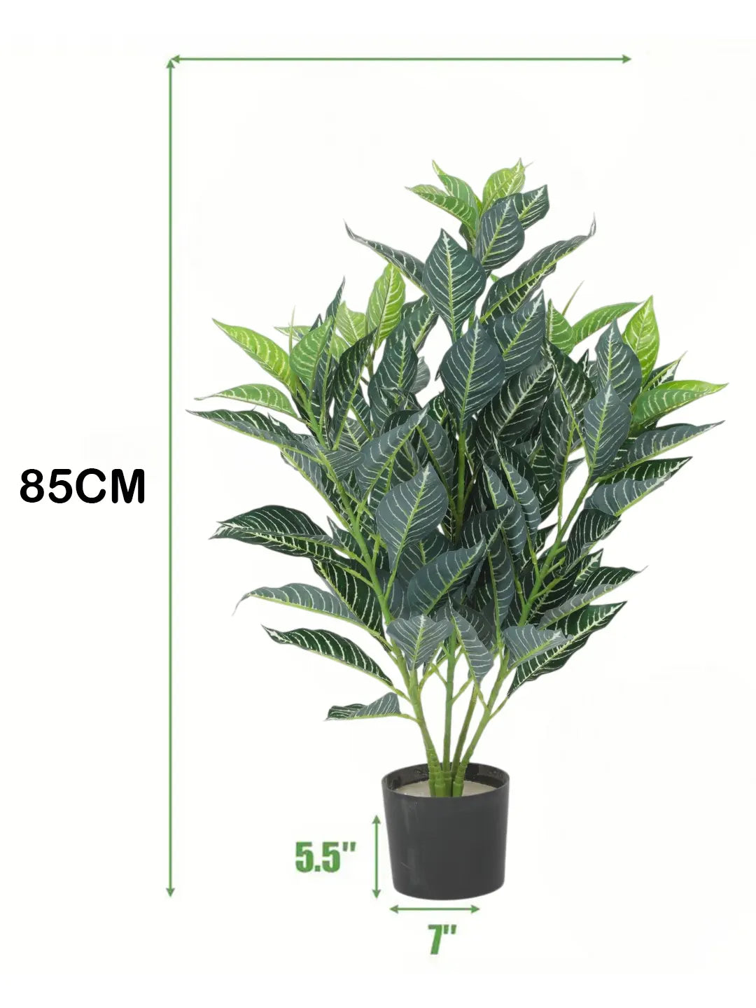 2.7Ft Artificial Croton Plants With Black Pot