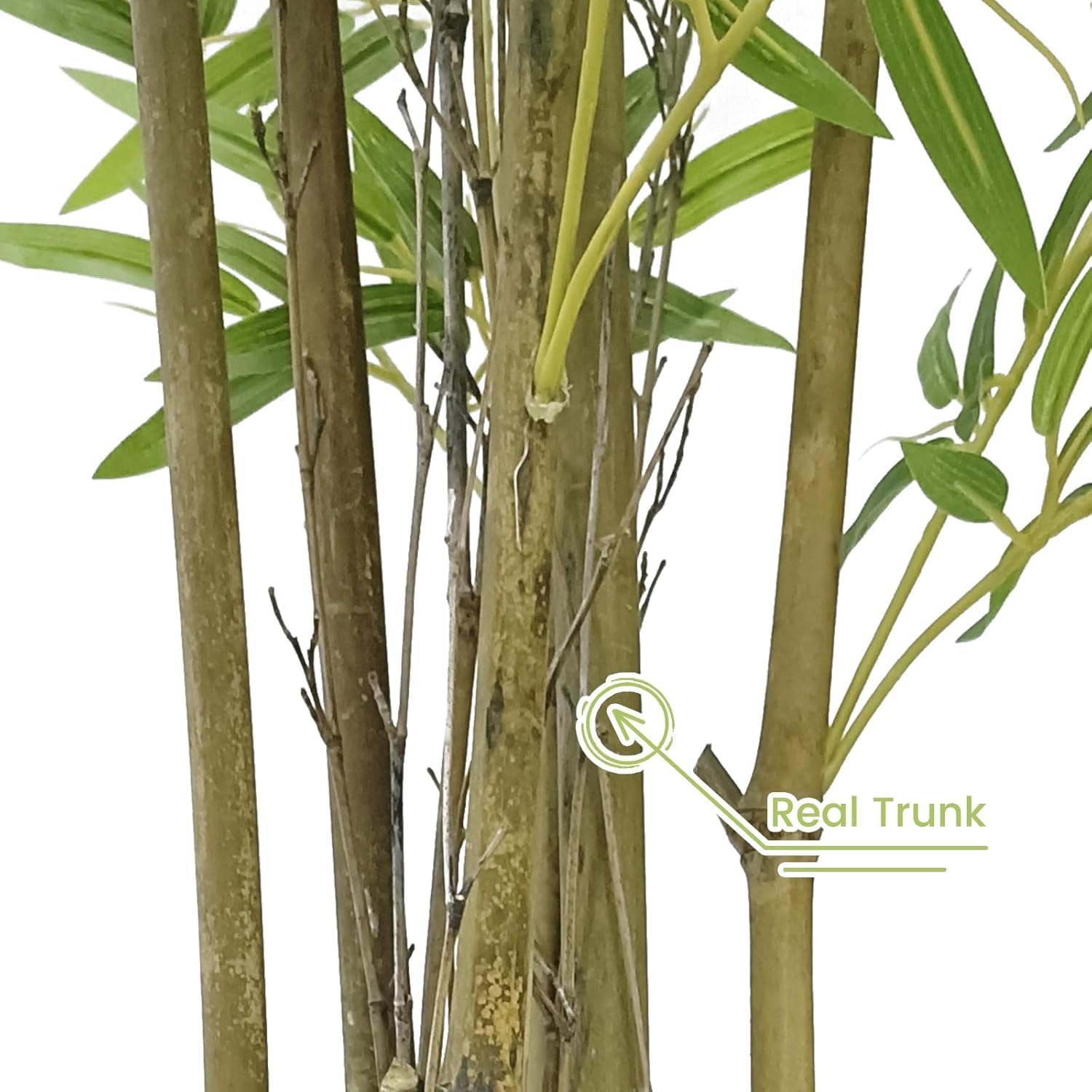 4Ft Artificial Bamboo Tree,Faux Peacock Shaped Plant with Black Plastic Pot for Indoor Outdoor Home Office Decor, Natural Green