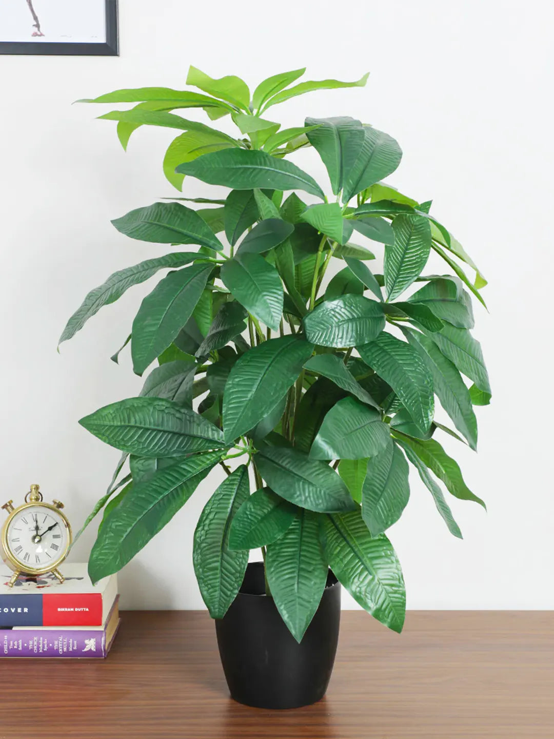 2.2Ft Artificial Guiana Chestnut Plants With Black Pot 18 Leaves