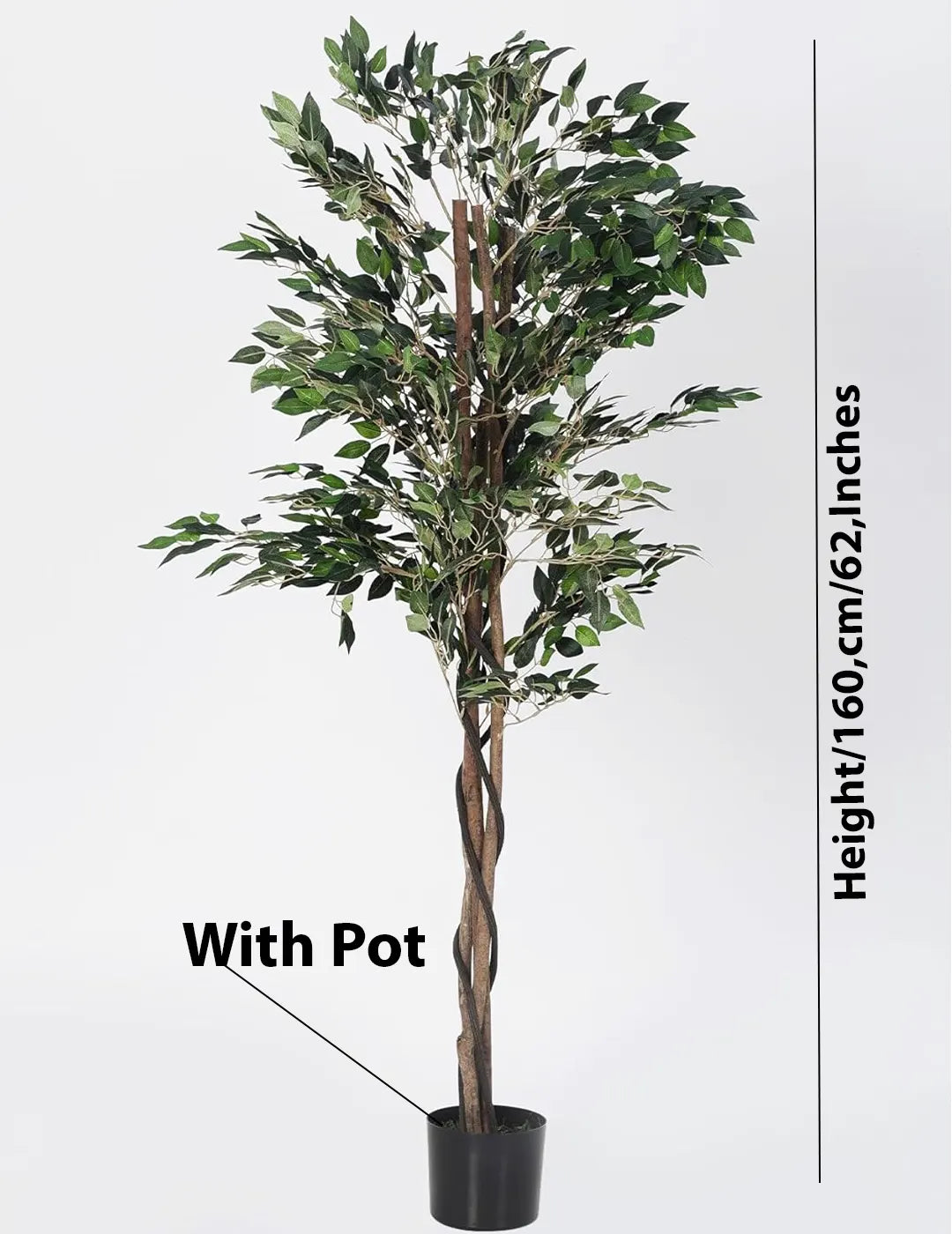 5.2Ft Artificial Mini Ficus Plant Trees with Pot