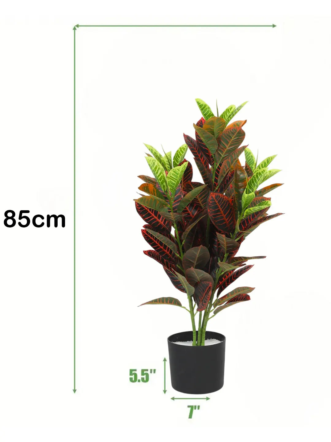 2.7Ft Artificial Croton Plants with Black Pot
