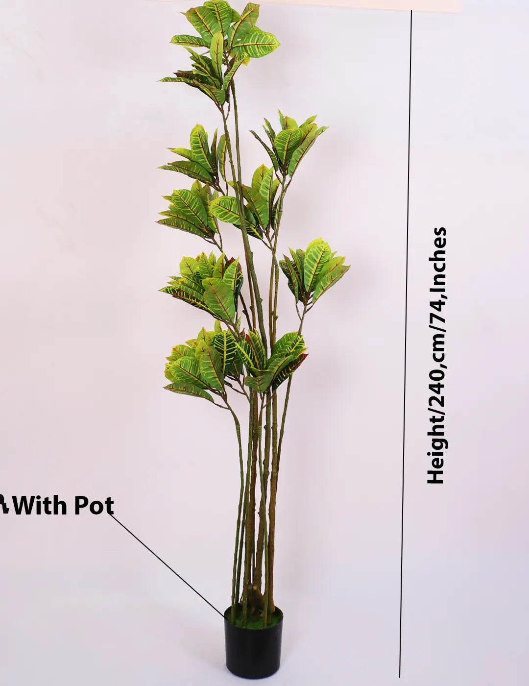 6.2Ft Artificial Yellow Croton Plant With Black Pot