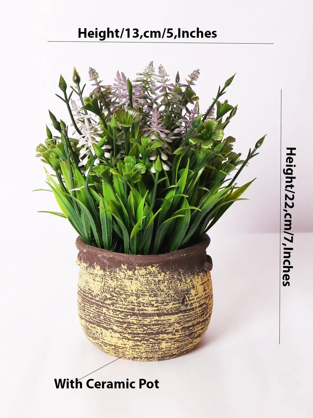 Artificial Flowers Plants Potted Green Bonsai With seremec Pot