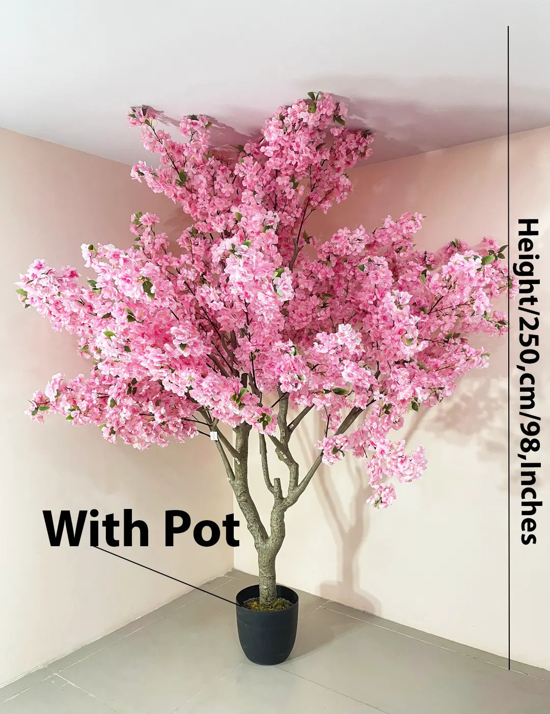 8.2Ft Artificial Cherry Blossom Flowers Plant With Pot