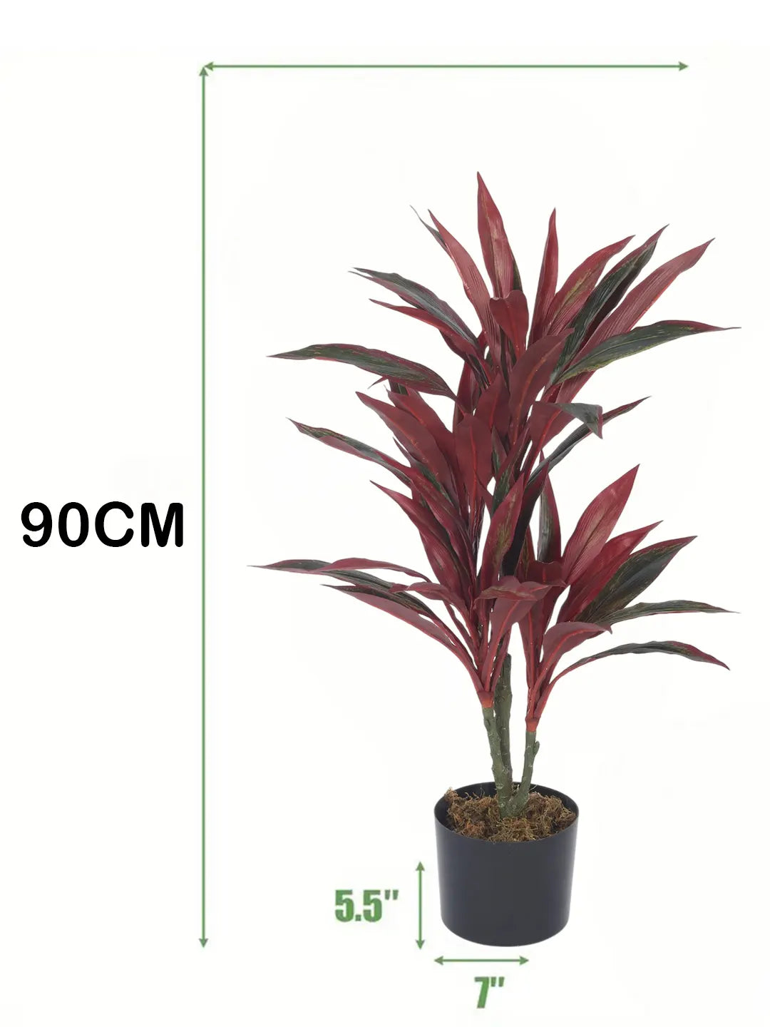 2.4Ft Artificial Dracaena with Black Pot