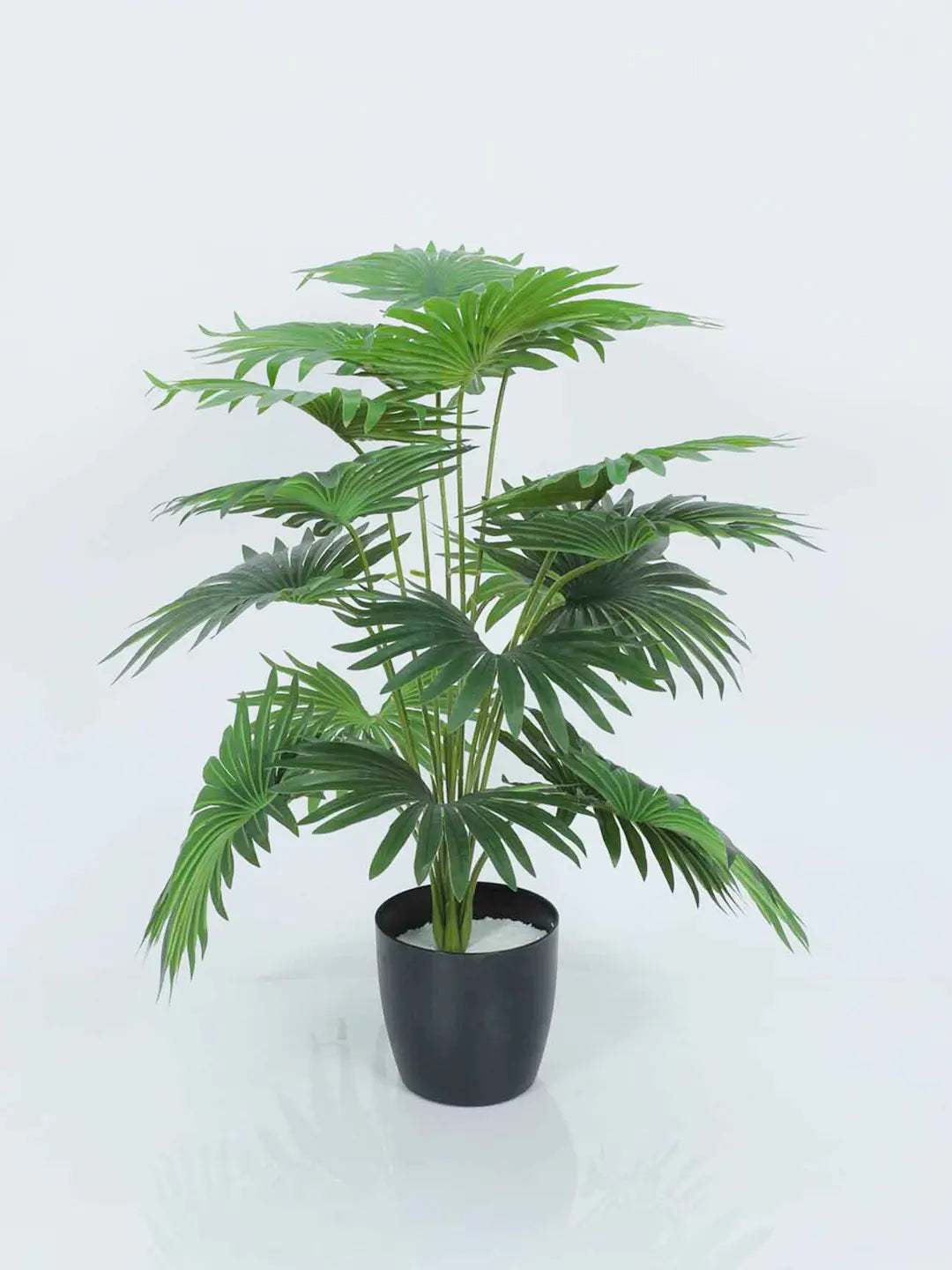 2.2Ft Artificial Fan Palm Plants With Black Pot 18 Leaves