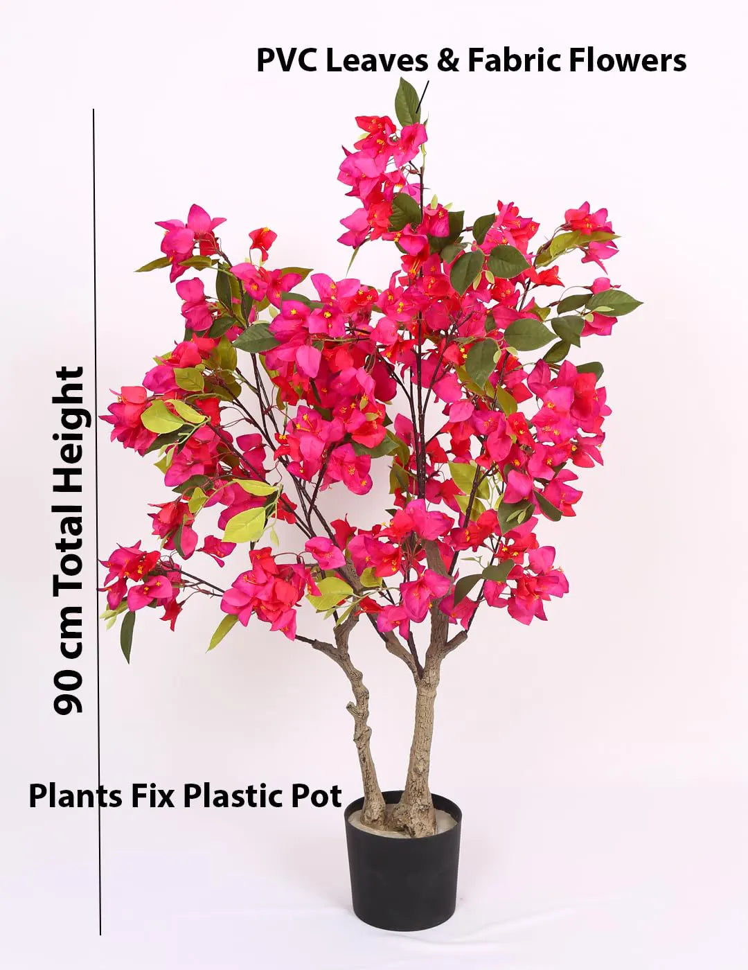 2.9Ft Artificial Bougainvillea Tree, Faux Silk Flower Plant With Pot
