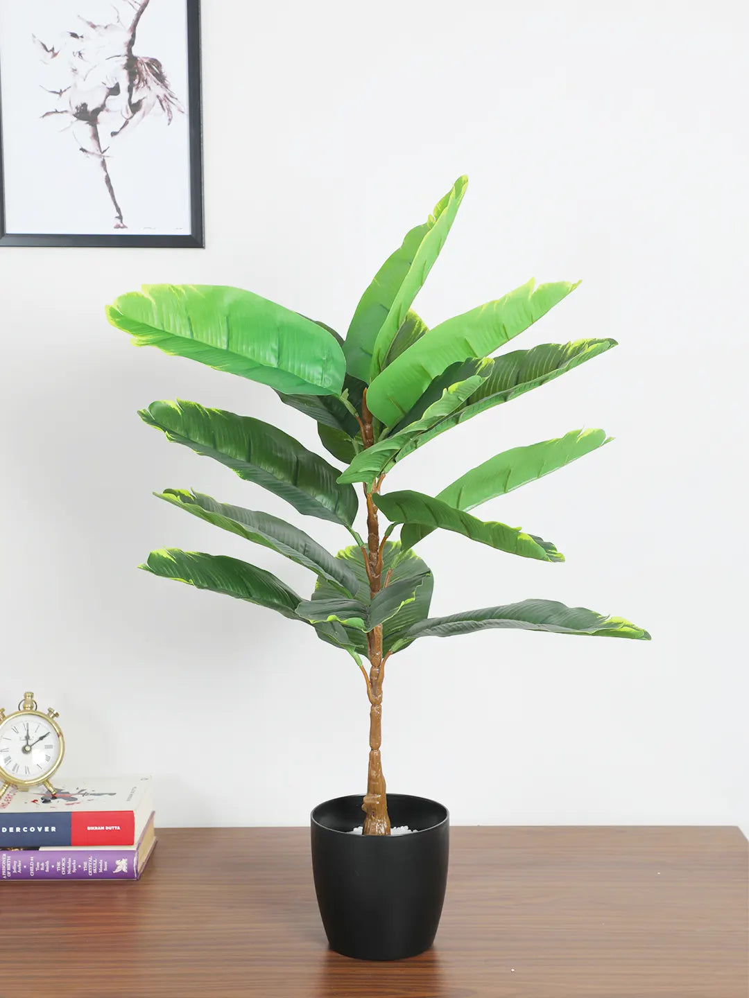 2.4Ft Artificial Banana Leaf Plant for 15 Leaves with Black Pot