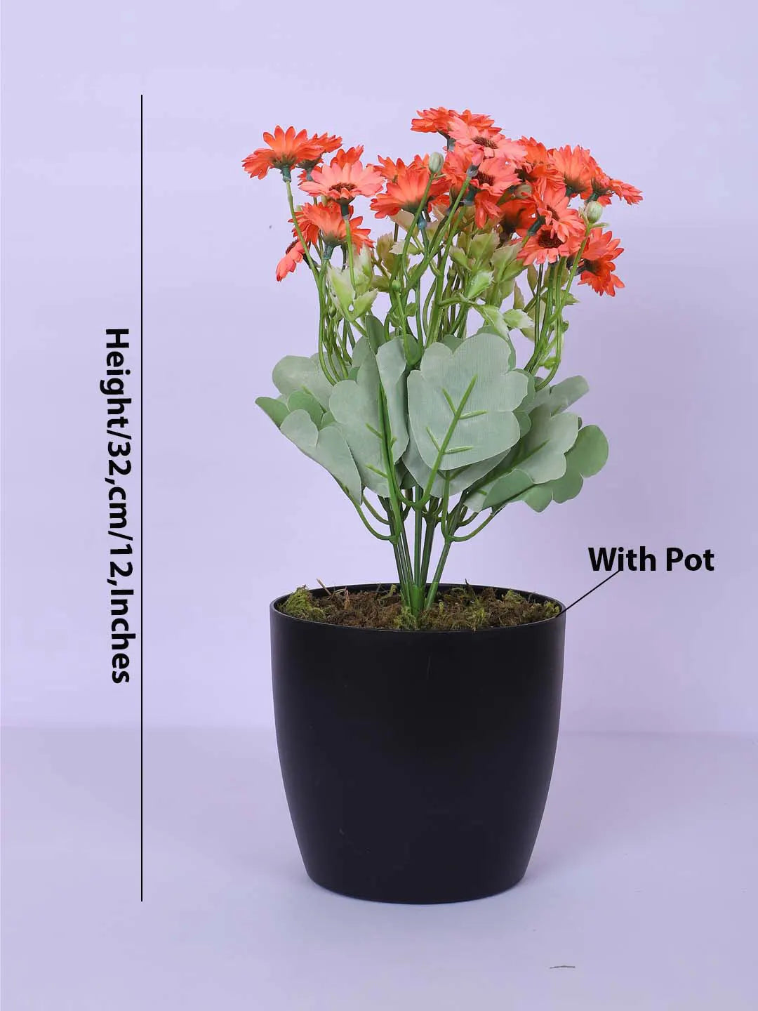 1Ft Artificial Dutch Daisy Flower Potted Plant With Black Pot