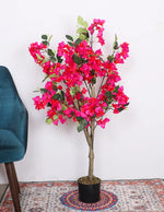4Ft Artificial Bougainvillea Tree, Faux Silk Flower Plant With Pot