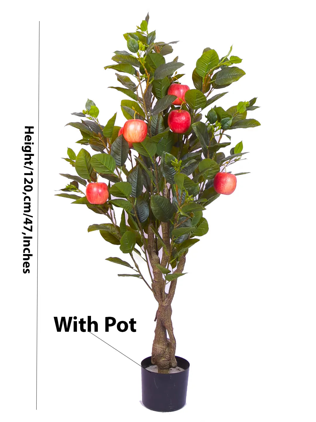 4Ft Artificial Apple Fruit Plant With Pot