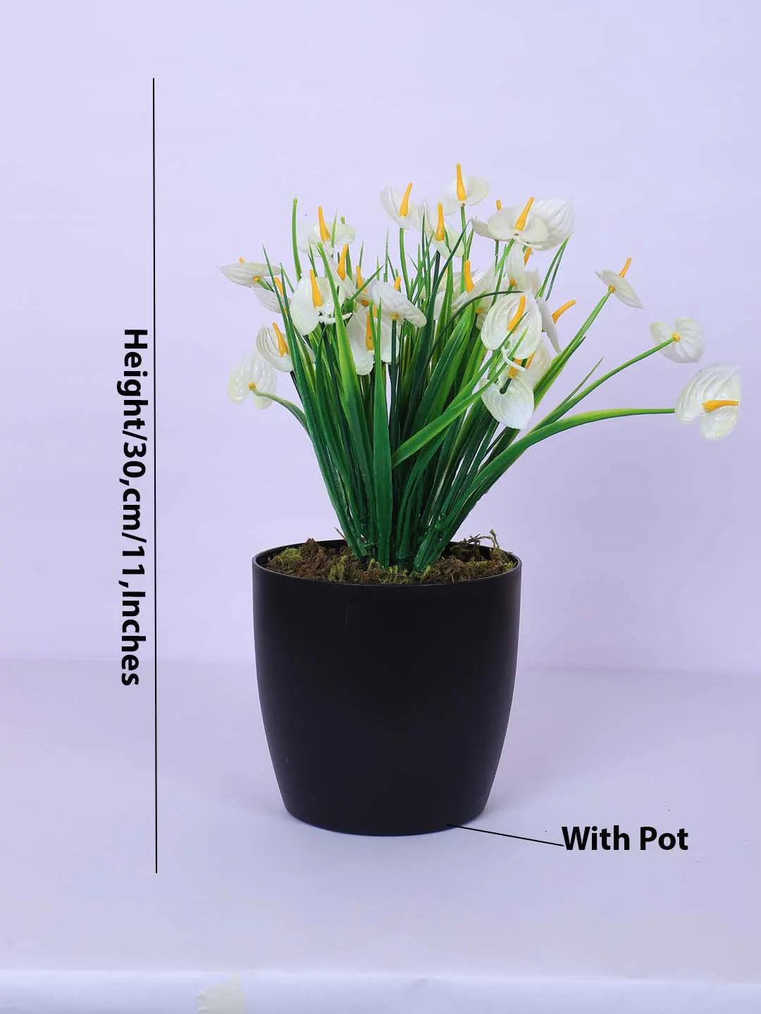 1Ft Artificial Anthurium Flower Plant With Black Pot