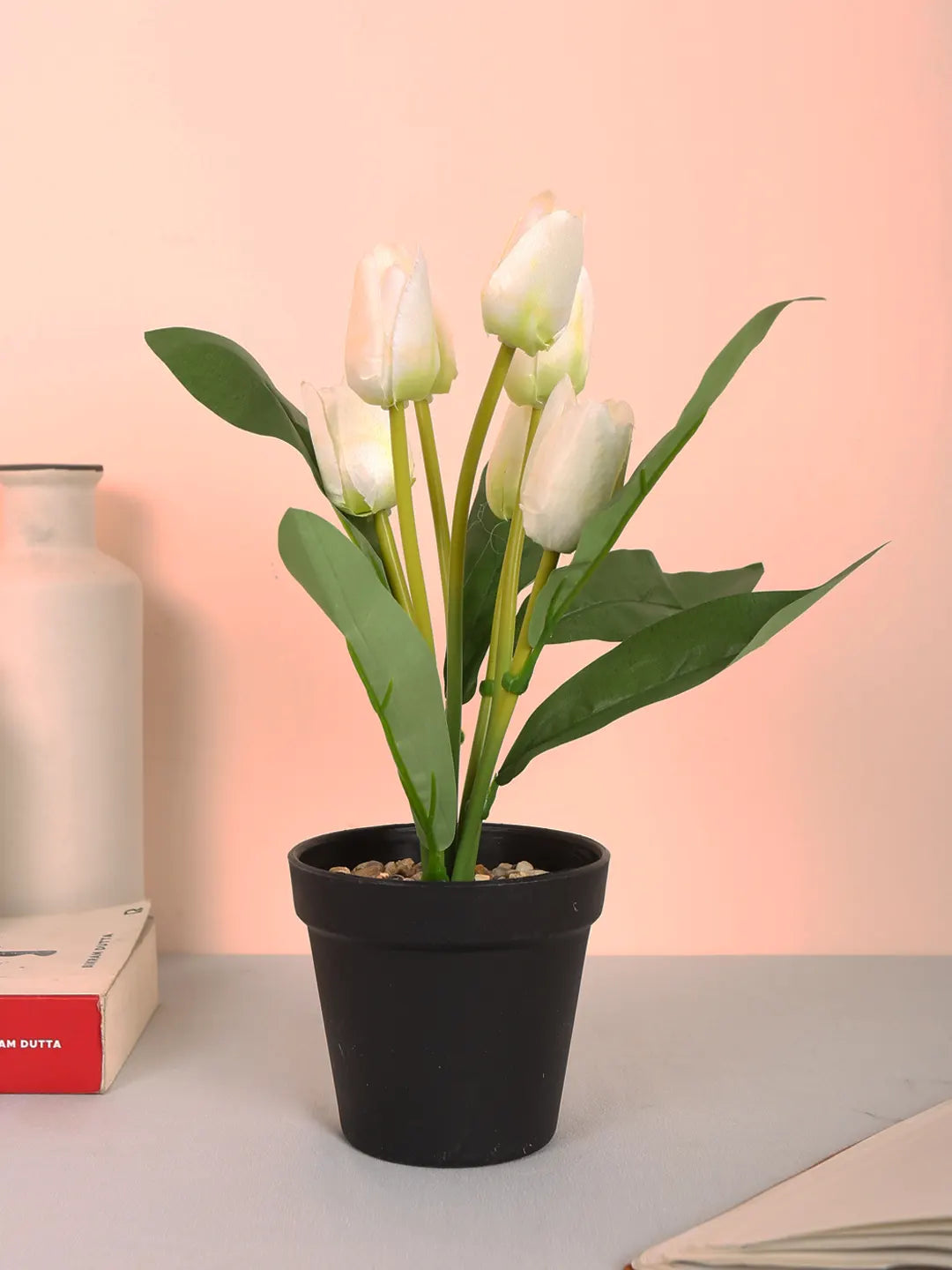 Artificial Mini Tulip Flpower Bonsai Plant with Pot
