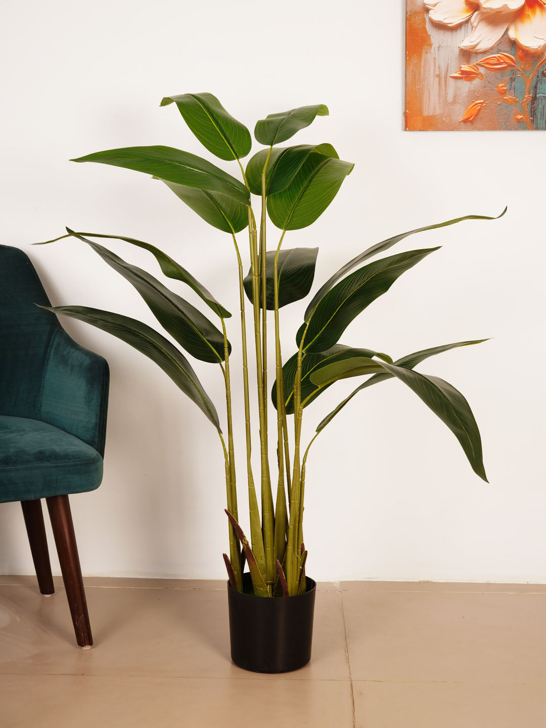 4.5Ft Artificial Banana Plant in Black Pot