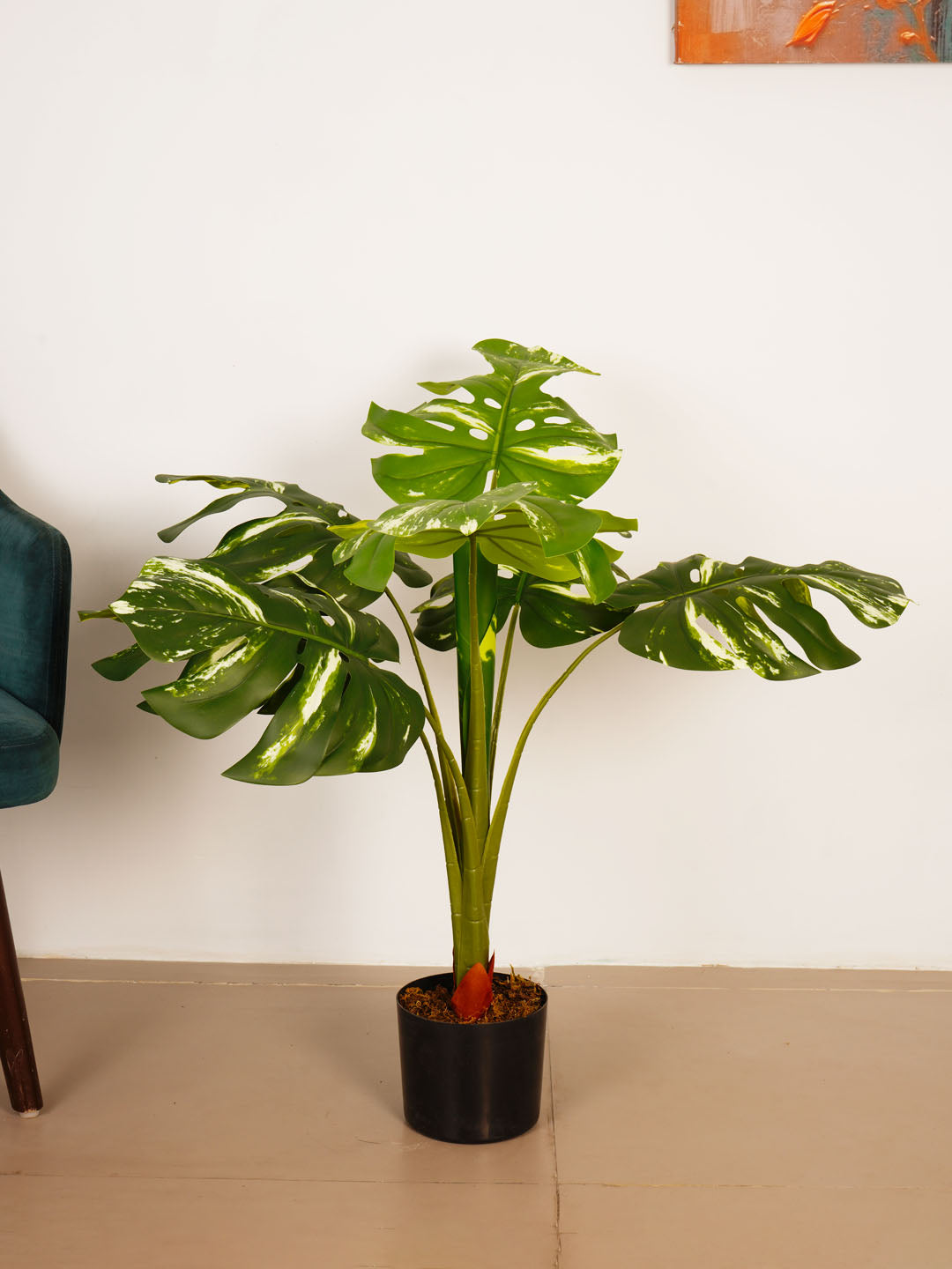 2.8Ft Artificial Variegated Monstera Plant in Pot