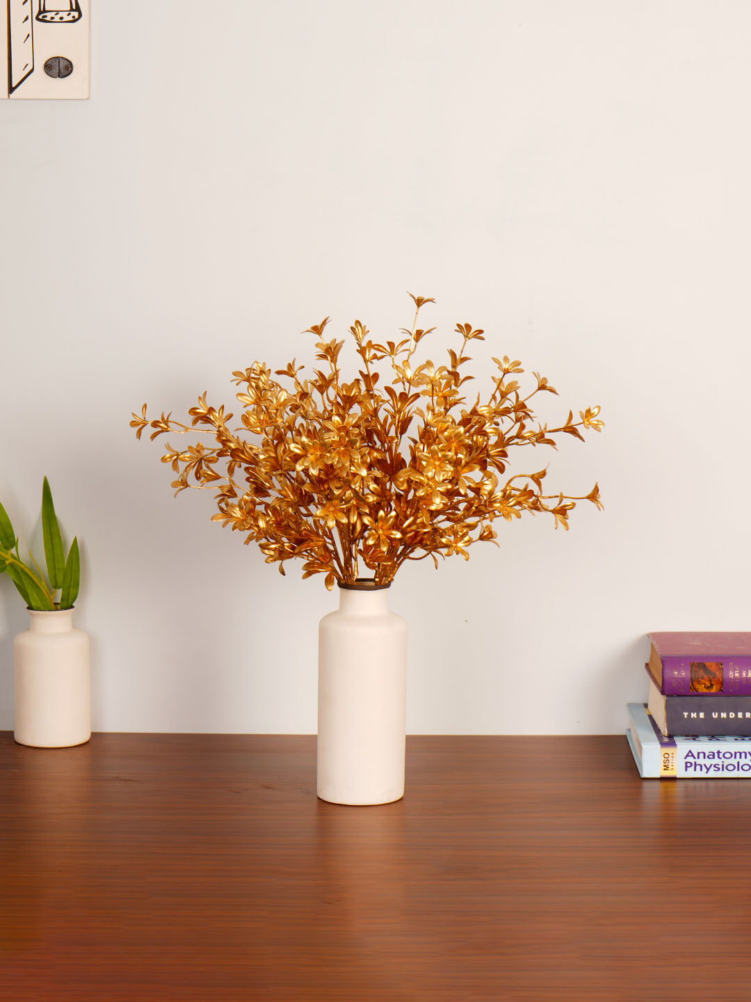 Artificial Gold Sparkle Curly Flower