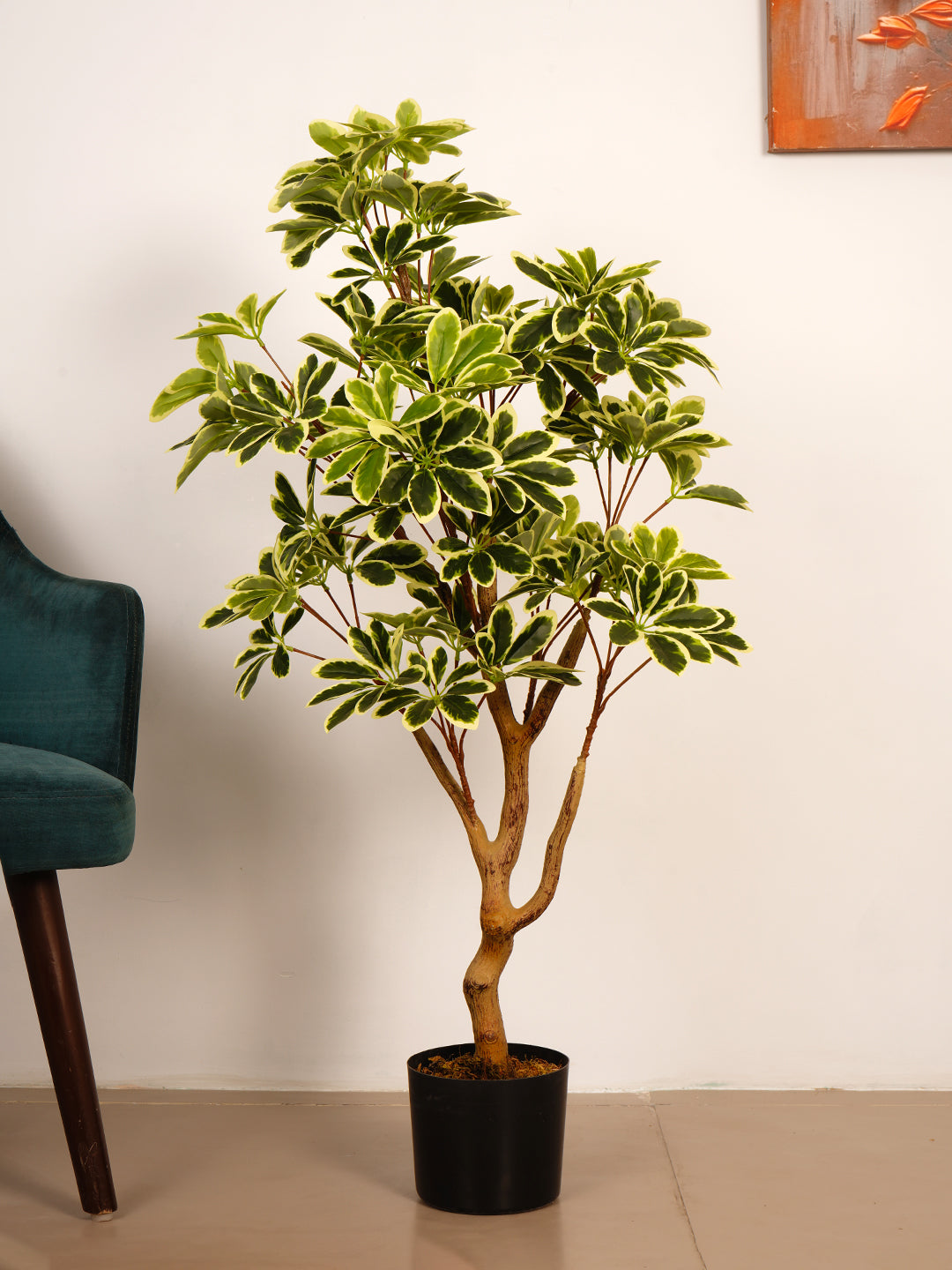 3.6Ft  Artificial Umbrella Schefflera Tree in Pot