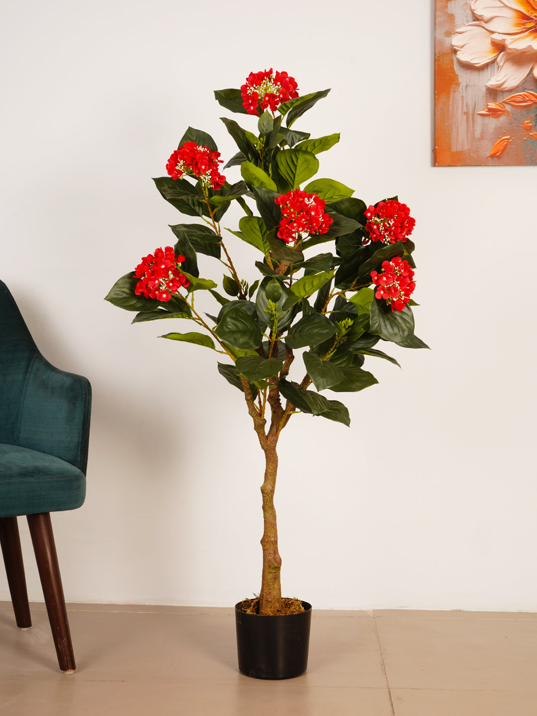 5ft Artificial Red Hydrangea Tree