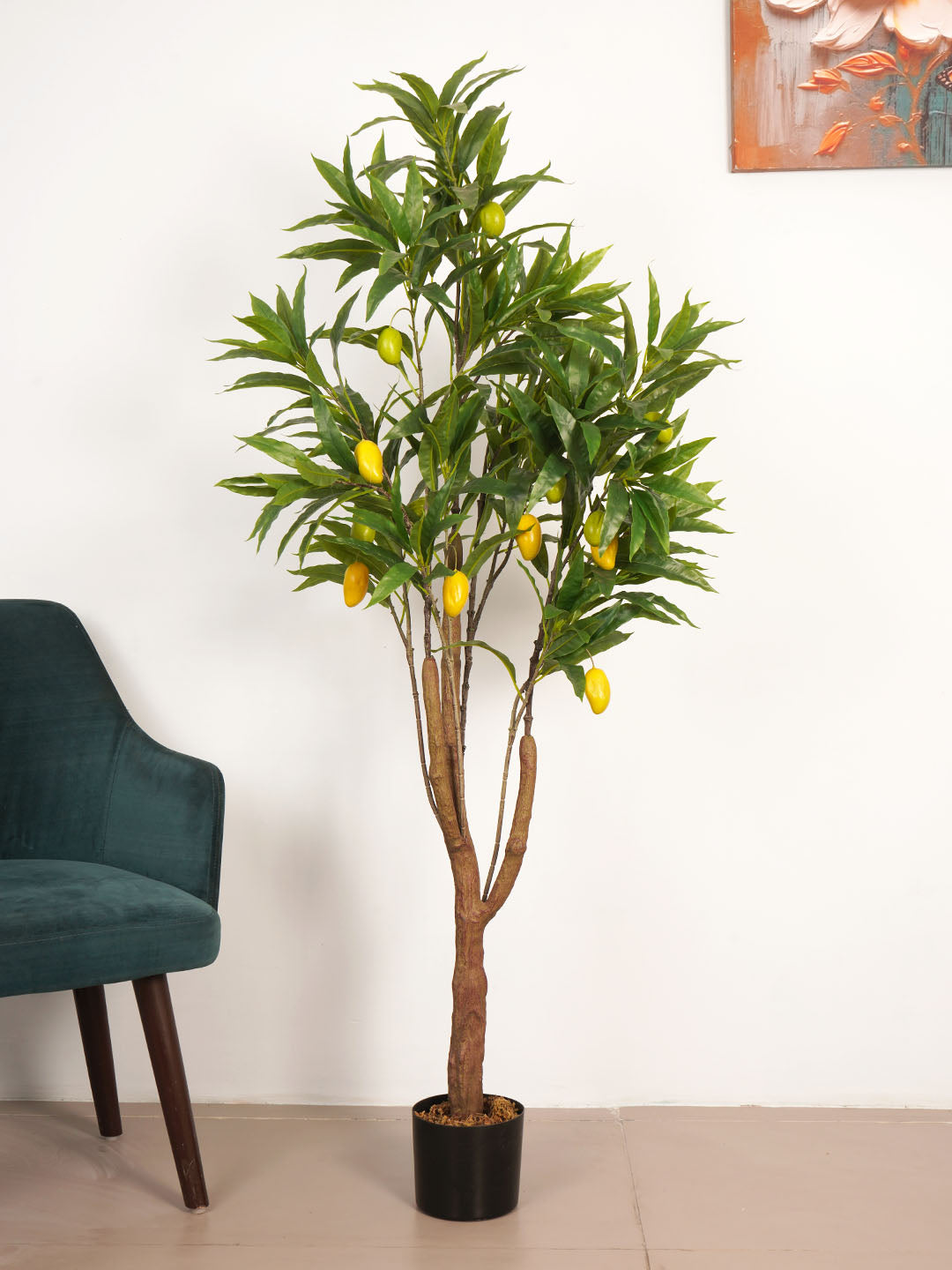 5FT Artificial Mango Plant with Black Pot,