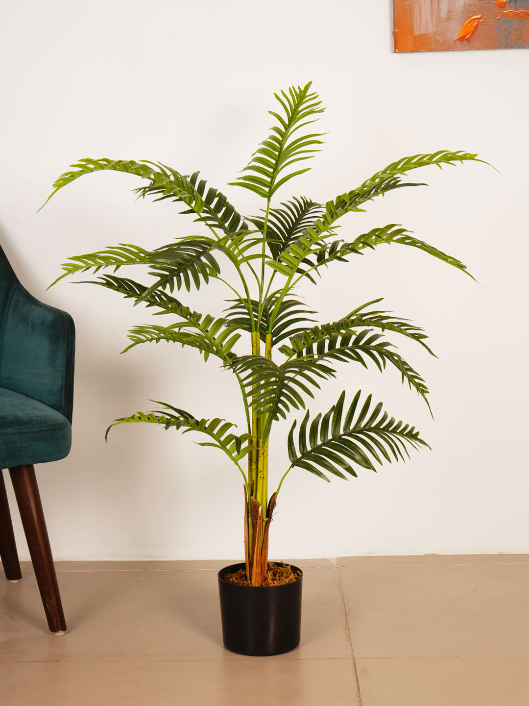 4Ft Artificial Areca Palm Plant in Black Pot
