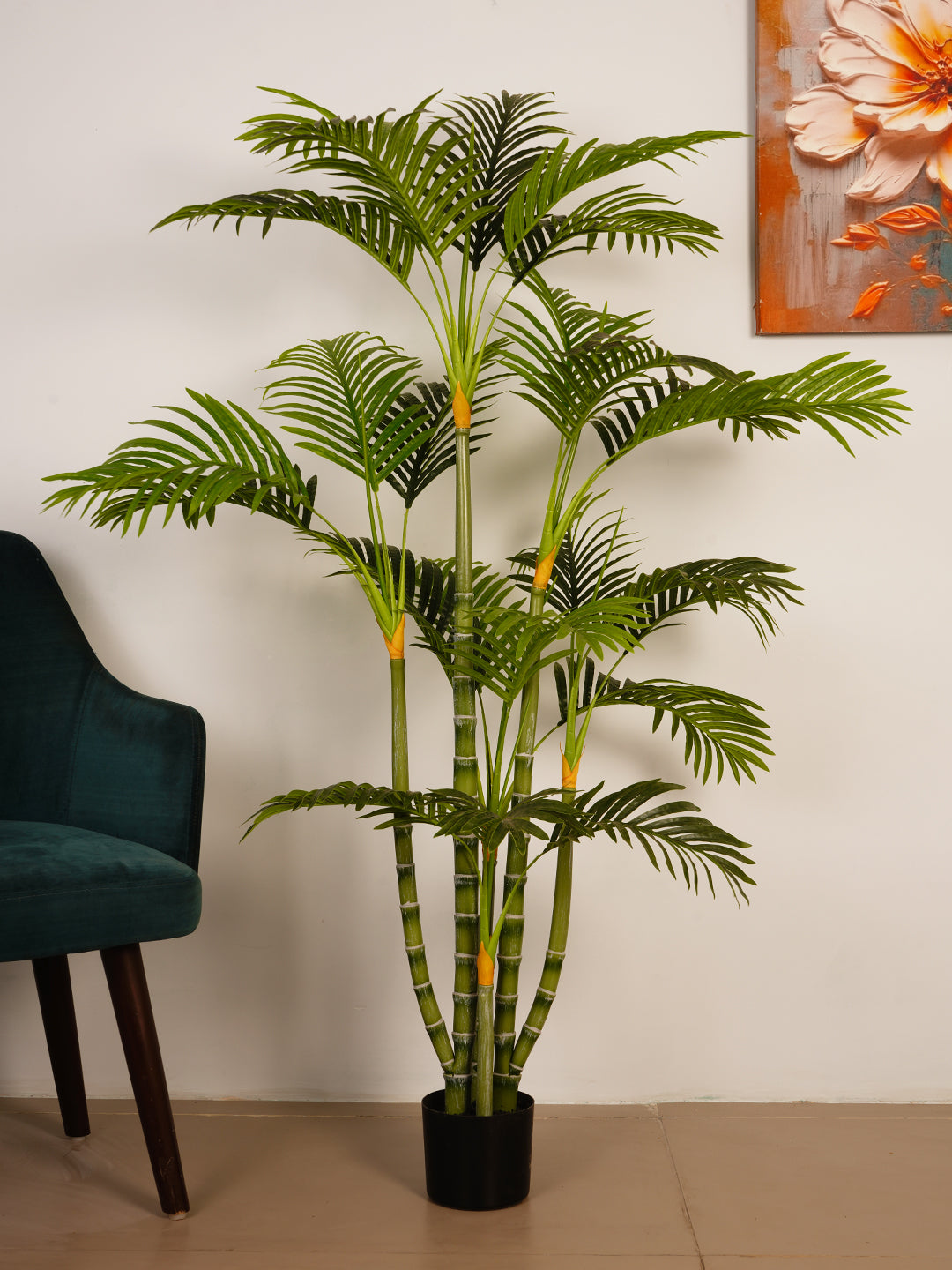 5Ft Artificial Golden Areca Palm Plant with Black Pot